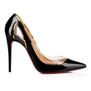 Christian Louboutin Cosmo 554 Patent Leather Pointed Toe Pump Heels Black 36.5